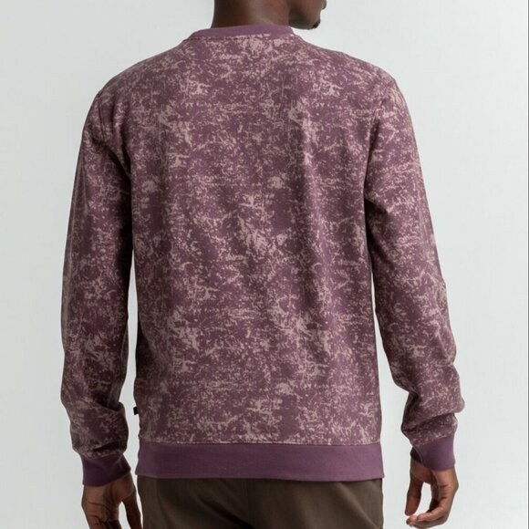NWT RSQ Acid Wash Crewneck Sweatshirt Plum Purple Mens S Tie Dye Fleece Pullover - Picture 3 of 5